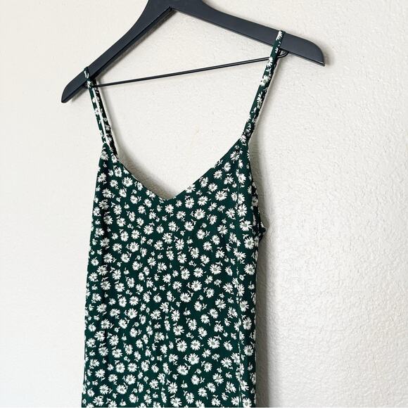 Reformation Dress Midi Crimini Green Floral Side Slit Adjustable Straps Size 0 - Picture 4 of 10